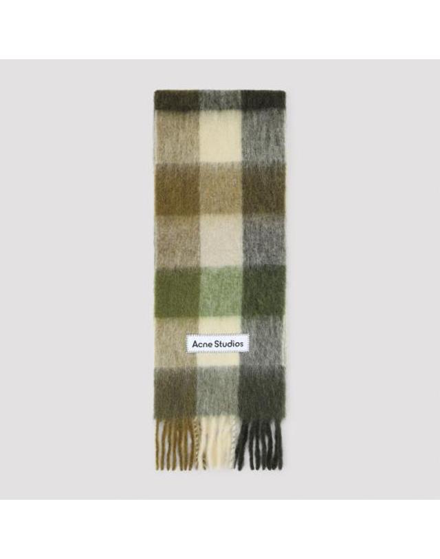 아크네 스튜디오 [해외직구] 26FW 아크네 스튜디오 모헤어 체크 머플러 CA0084 DXY KHAKI CREAM DARK GREEN 착용컷