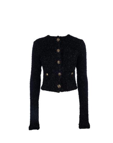 [해외직구] 24FW 발렌시아가 트위드 크롭 가디건 793604T3328 1000 BLACK