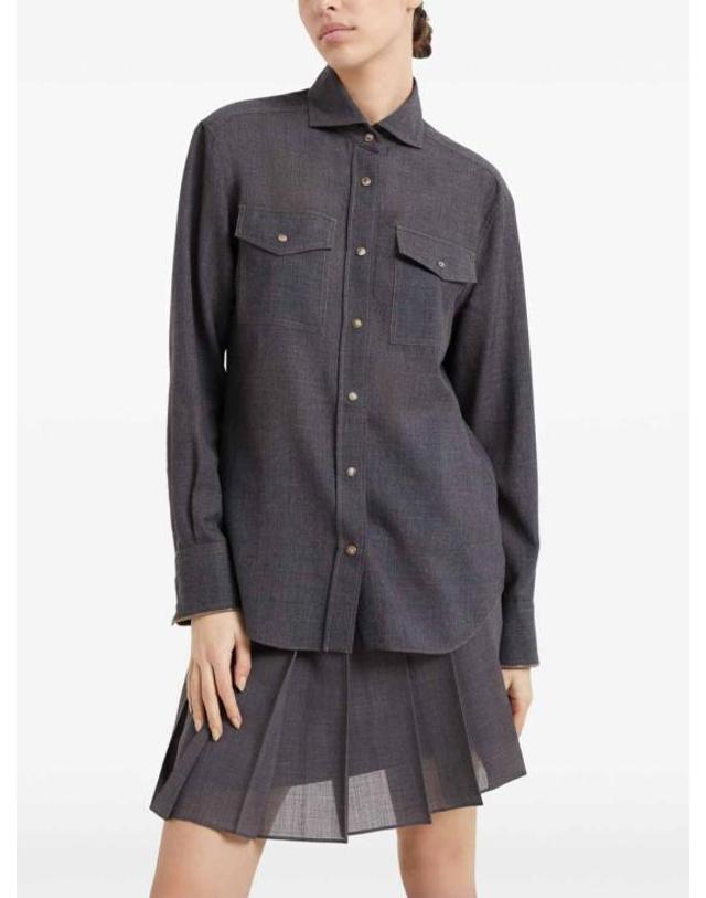 브루넬로 쿠치넬리 [해외직구] 24FW 브루넬로 쿠치넬리 셔츠 MD920MJ986C001 Dark Grey 착용컷