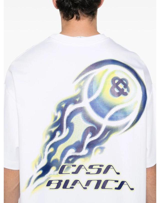 카사블랑카 [해외직구] 26SS 카사블랑카 반팔 티셔츠 MSP26JTS064 01 FLAMING TENNIS BALL 착용컷