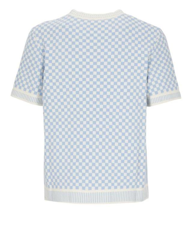 카사블랑카 [해외직구] 26FW 카사블랑카 반팔 티셔츠 MAW26KW147201COTTON BLEND BLUE WHTIE 착용컷