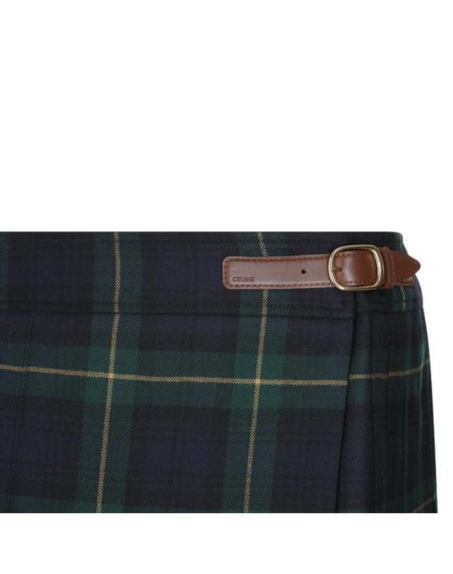 셀린느 [해외직구] 25FW 셀린느 킬트 미니 스커트 RJ03D0109 GAB GREEN NAVY YELLOW 착용컷