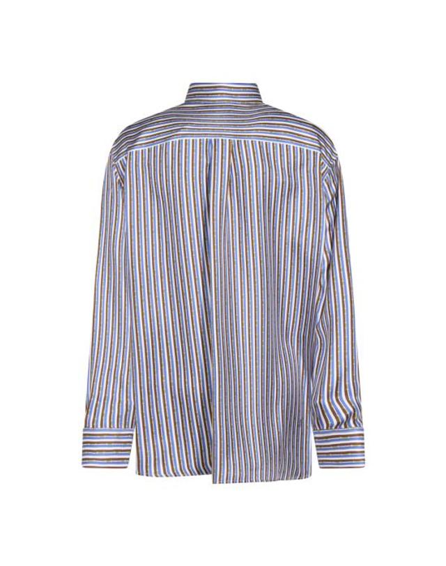 셀린느 [해외직구] 26SS 셀린느 실크 트윌 오버사이즈 셔츠 RC09Y2I73 GFQ2 BLUE BROWN IVORY 착용컷