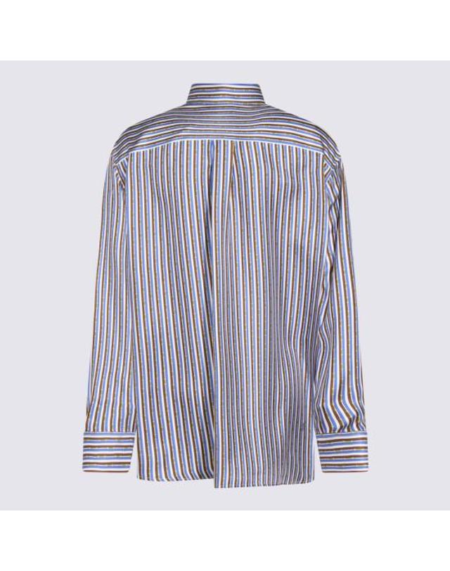 셀린느 [해외직구] 26SS 셀린느 실크 트윌 오버사이즈 셔츠 RC09Y2I73 GFQ2 BLUE BROWN IVORY 착용컷