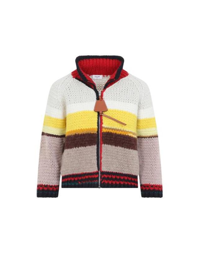 셀린느 [해외직구] 26FW 셀린느 멀티컬러 스트라이프 울 집업 가디건 RY0XI4I02 14ML MULTICOLOR 착용컷
