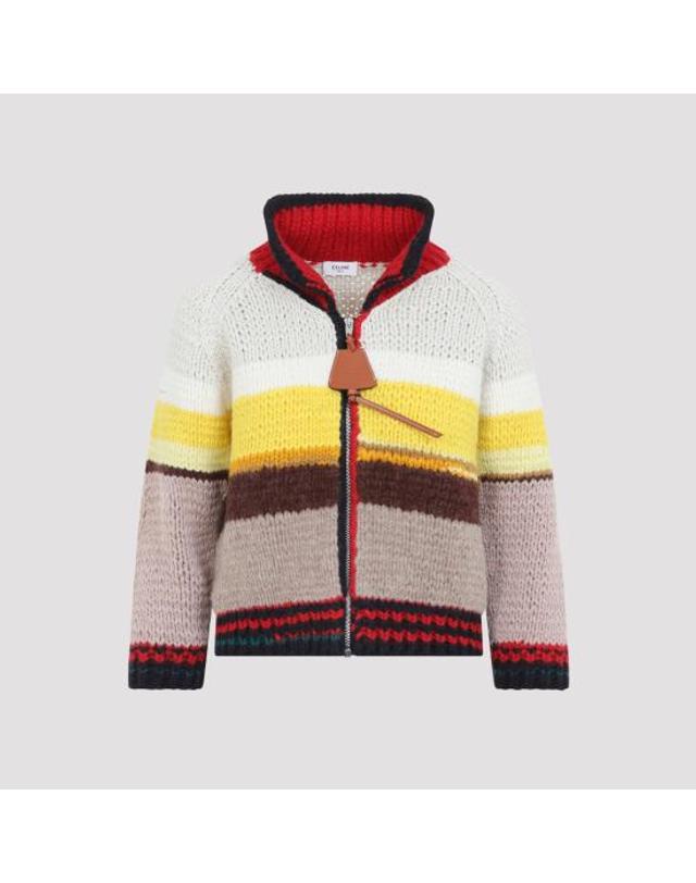 셀린느 [해외직구] 26FW 셀린느 멀티컬러 스트라이프 울 집업 가디건 RY0XI4I02 14ML MULTICOLOR 착용컷