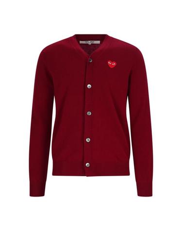 [해외직구] 26SS 꼼데가르송 V넥 하트 와펜 가디건 AX N008 051 4 RED