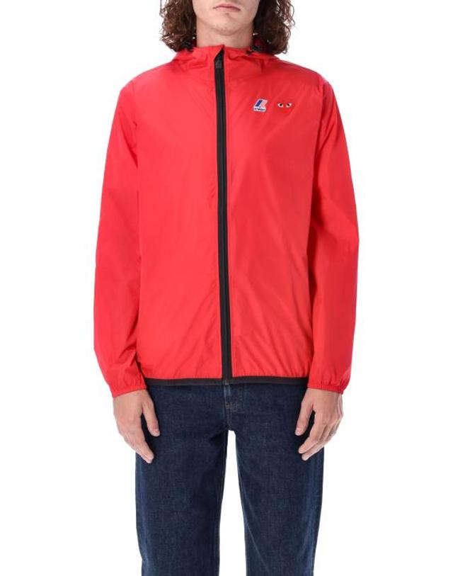 꼼데가르송 [해외직구] 26SS 꼼데가르송 X 까웨 윈드 레인 자켓 AZ J501 051 2 Rosso 착용컷