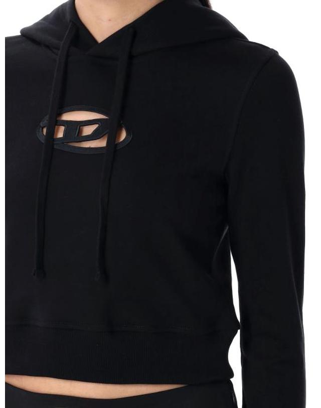 디젤 [해외직구] 25FW 디젤 F 슬리미 후드 Od 컷 아웃 로고 크롭 후드티셔츠 A15714 0GRAC9XX BLACK 착용컷