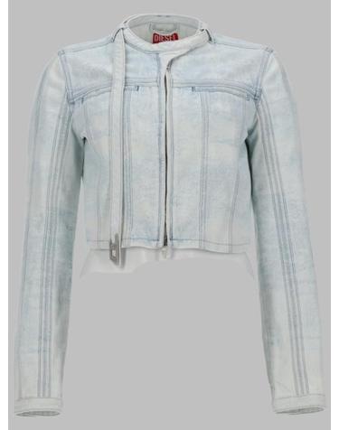 [해외직구] 26SS 디젤 드 사픽스 Fsi 크롭트 재킷 인 아이스 블루 새틴 데님 A23470 09Q1601 BABY BLUE