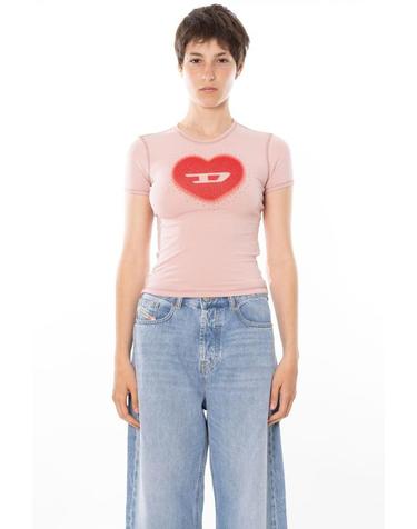 [해외직구] 26SS 디젤 Slim heart print 티셔츠 A20980 0QHHA 33L Pink