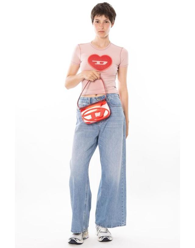 디젤 [해외직구] 26SS 디젤 Slim heart print 티셔츠 A20980 0QHHA 33L Pink 착용컷