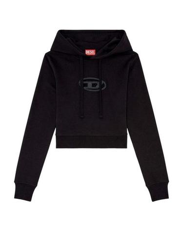 [해외직구] 25FW 디젤 F 슬리미 후드 Od 컷 아웃 로고 크롭 후드티셔츠 A157140GRAC9XX BLACK