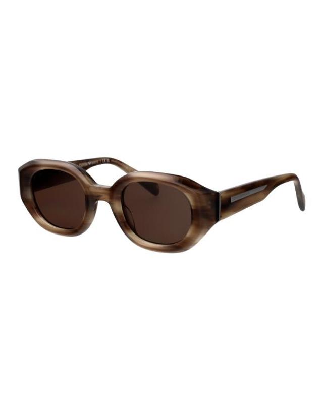 엠포리오 아르마니 [해외직구] 25SS 엠포리오 아르마니 선글라스 0EA4230U 614973 SHINY STRIPED BROWN 착용컷