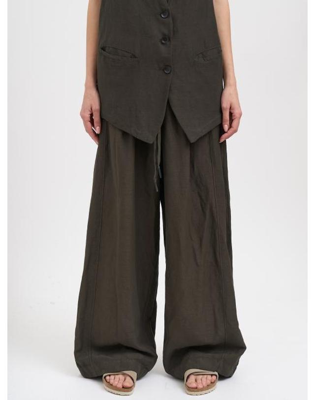 안드레아 야콥 [해외직구] 26SS 안드레아 야코브 트레이닝 조거 팬츠 N26WSFT75COTTONLINEN01 BROWN 착용컷