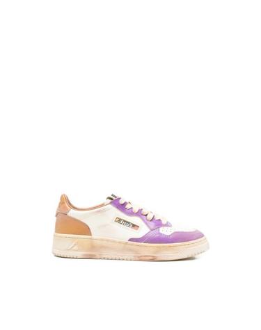 [해외직구] 26SS 오트리 슈퍼 빈티지 메달리스트 로우 레더 스니커즈 AVLW SV59 WHITE PURPLE