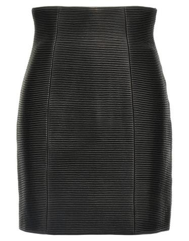 [해외직구] 25SS 발망 하이웨스트 롤드 램스킨 레더 미니 스커트 EF1LA495LC620PA Black