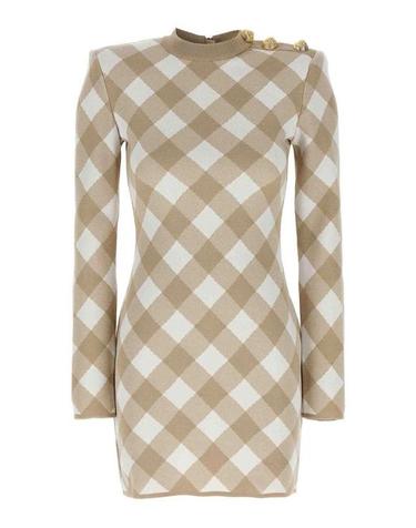 [해외직구] 24FW 발망 숏 원피스 DF0R8739KH56GVQ Beige