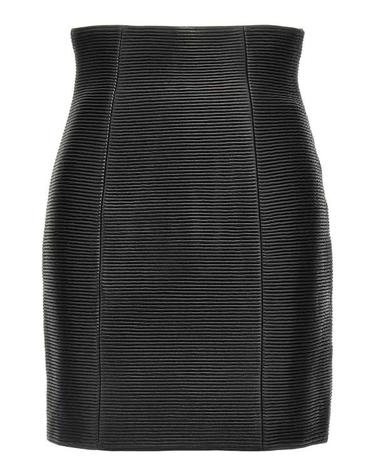 [해외직구] 25SS 발망 하이웨스트 롤드 램스킨 레더 미니 스커트 EF1LA495LC620PA Black
