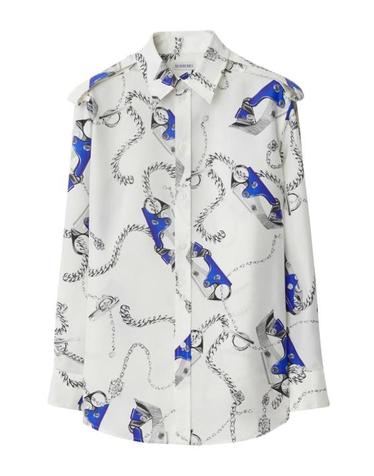 [해외직구] 24SS 버버리 블라우스 8090714 B9594 BLUE WHITE