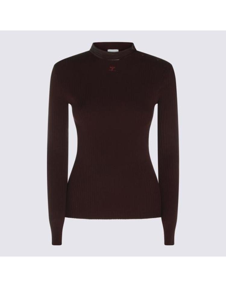 COURREGES [해외] [쿠레주] 26FW 쿠레쥬 스웨터 326MPU285 FI00014010 BURGUNDY E8DRXX39096