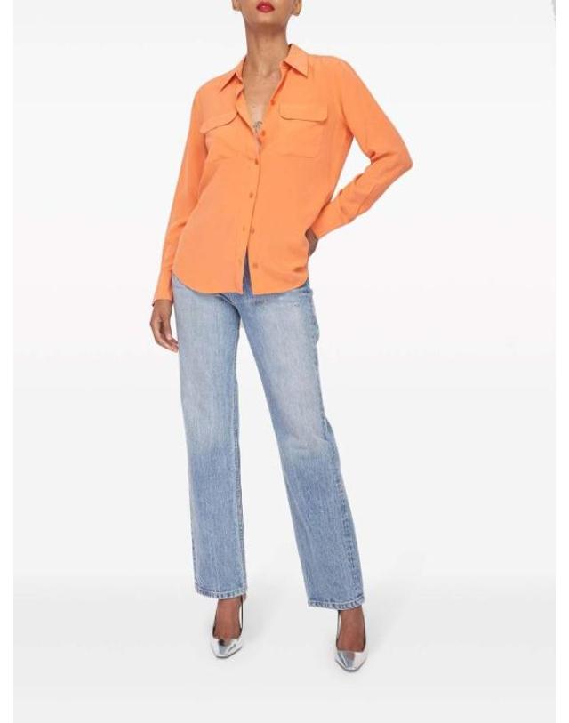 이큅먼트 [해외직구] 25SS 이큅먼트 블라우스 Q23E231FLAMINGO Orange 착용컷