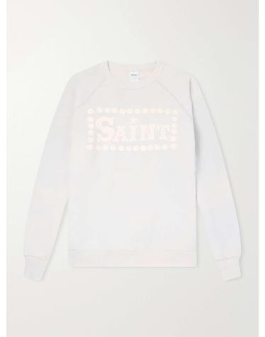 [해외직구] 26 FW SAINT MXXXXXX 블루 세인트 프린트 워싱 코튼 저지 스웻셔츠 TP581896863