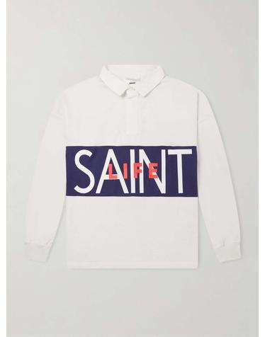 [해외직구] 26 FW SAINT MXXXXXX 화이트 생 라이프 프린트 코튼 저지 폴로셔츠 TP581942254