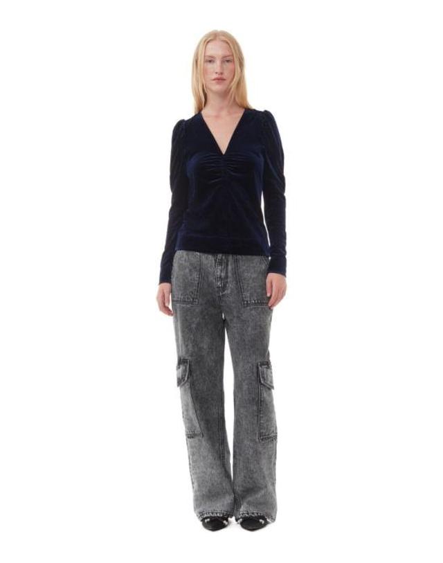 가니 [해외직구] 23FW 가니 긴팔 티셔츠 T3698 707 34 Blue 착용컷