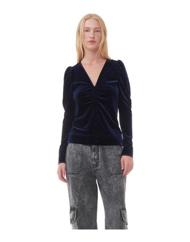 가니 [해외직구] 23FW 가니 긴팔 티셔츠 T3698 707 34 Blue 착용컷