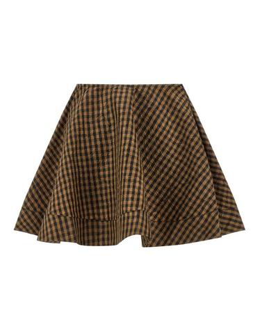 [해외직구] 26SS 가니 크링클 체크 미니 서클 스커트 A1090074925 Brown