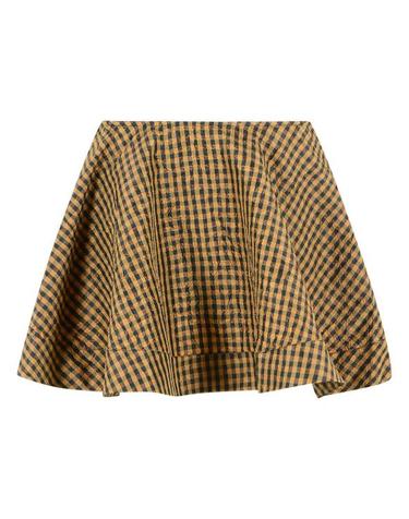 [해외직구] 26SS 가니 크링클 체크 미니 서클 스커트 A1090074925 Brown
