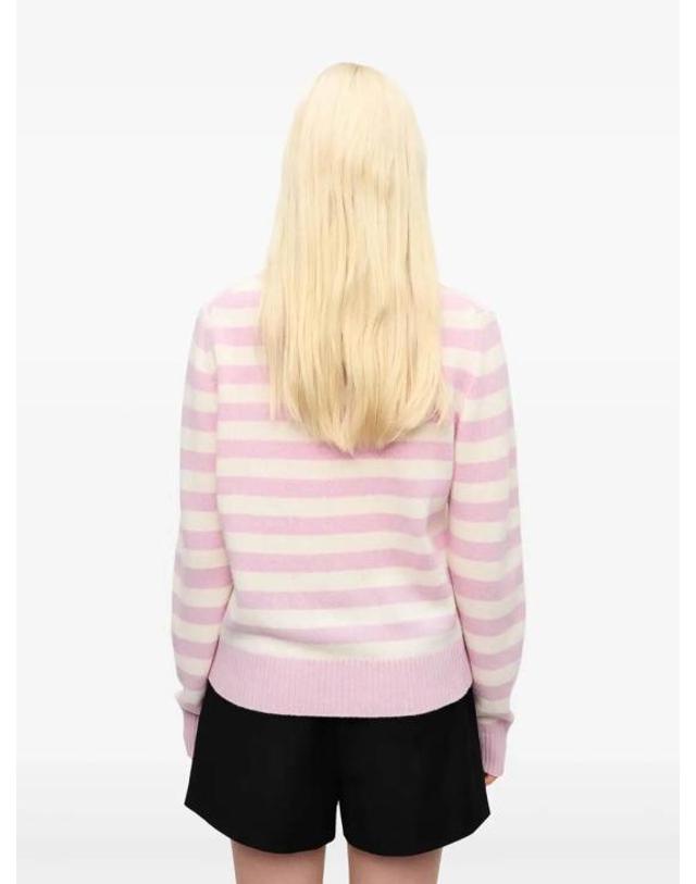 가니 [해외직구] 25SS 가니 스트라이프 그래픽 울 버니 스웨터 K2426065 Nude Neutrals 착용컷