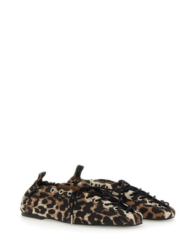 가니 [해외직구] 25FW 가니 레오파드 프린트 데님 아일렛 레이스업 발레리나 플랫 슈즈 S2961 943 ANIMALIER 착용컷