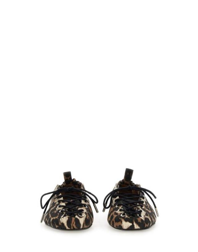가니 [해외직구] 25FW 가니 레오파드 프린트 데님 아일렛 레이스업 발레리나 플랫 슈즈 S2961 943 ANIMALIER 착용컷