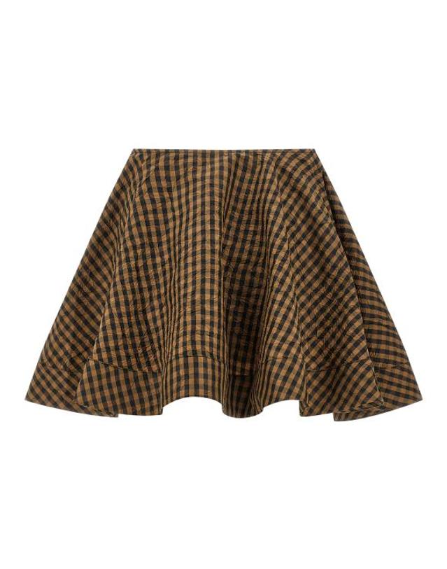 가니 [해외직구] 26SS 가니 크링클 체크 미니 서클 스커트 A1090074925 Brown 착용컷