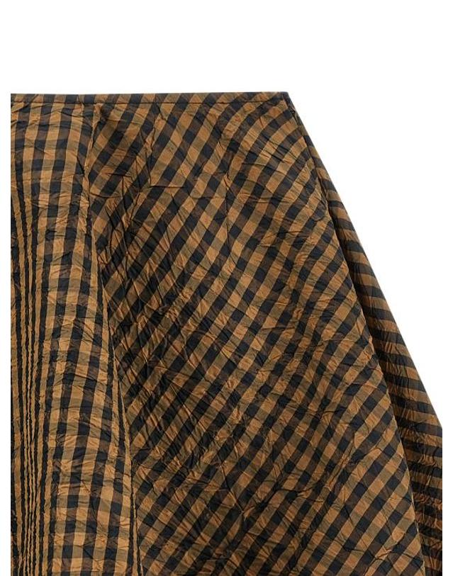 가니 [해외직구] 26SS 가니 크링클 체크 미니 서클 스커트 A1090074925 Brown 착용컷