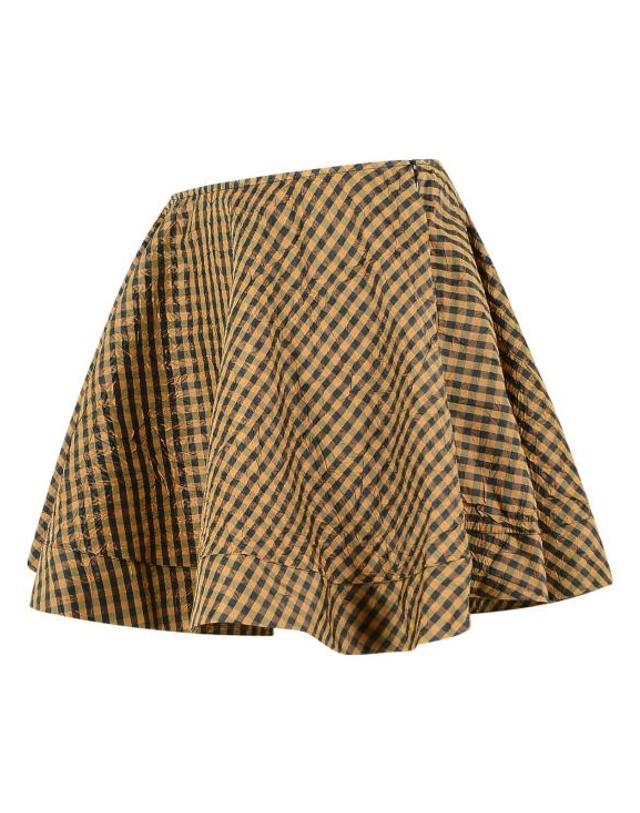 가니 [해외직구] 26SS 가니 크링클 체크 미니 서클 스커트 A1090074925 Brown 착용컷
