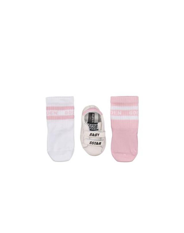 골든구스 [해외직구] 26FW 주니어 골든구스 스니커즈 GIF00534F007129 11410 WHITE BABY PINK 착용컷