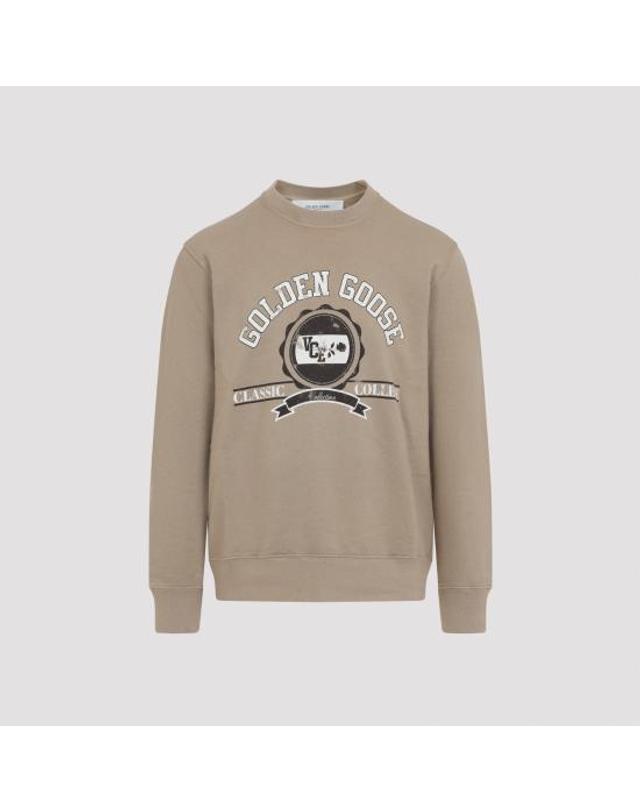 골든구스 [해외직구] 25FW 골든구스 앞면 프린트 코튼 스웨트셔츠 GMP01223P00214415200 NUDE NEUTRALS 착용컷