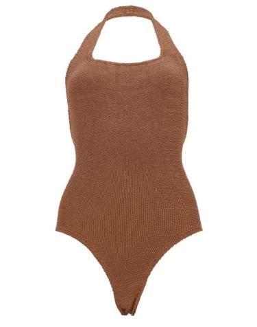[해외직구] 26SS 훈자 지 원피스 수영복 S SANDY CR METALLICCOCOA Brown