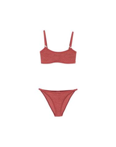 [해외직구] 26FW 훈자 지 비키니 수영복 B IRIS GD METCRINKLE MEROS RED