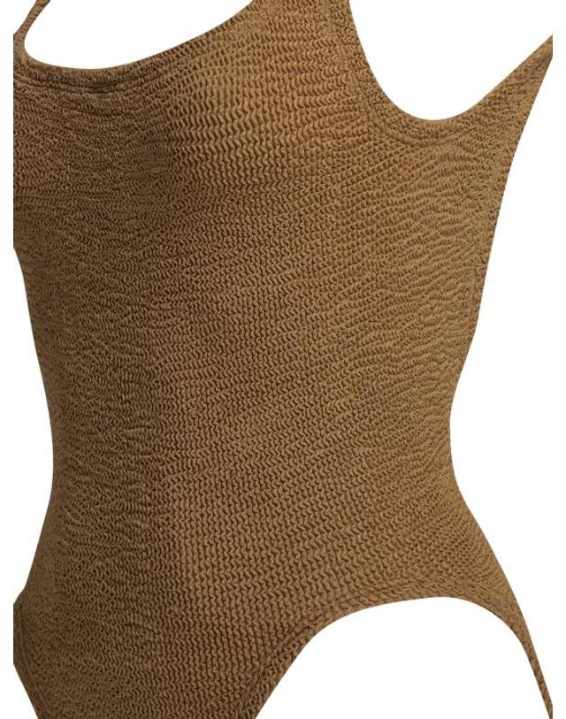 훈자 지 [해외직구] 26SS 훈자 지 원피스 수영복 SQUARE NECK SWIMMETALLIC CRINKLEMETALLIC COCOA Brown 착용컷