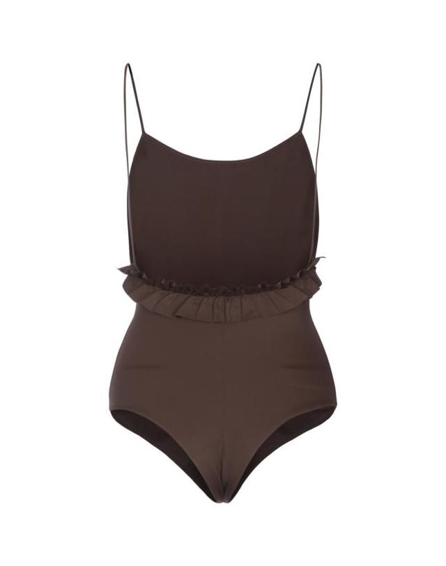 자크뮈스 [해외직구] 26SS 자크뮈스 카바나 스윔수트 OPW00050AW00096 850 Brown 착용컷