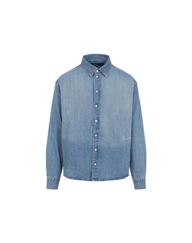 자크뮈스 [해외직구] 26FW 자크뮈스 시몽 드 님 데님 셔츠 SHM00545AD00017 33C BLUE TABAC 착용컷