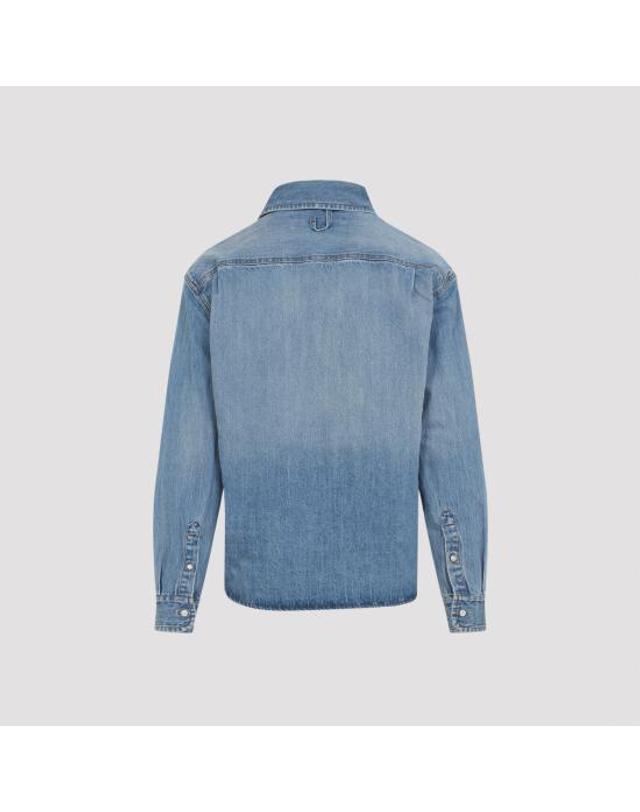 자크뮈스 [해외직구] 26FW 자크뮈스 시몽 드 님 데님 셔츠 SHM00545AD00017 33C BLUE TABAC 착용컷