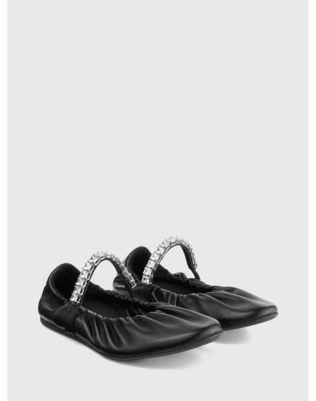 지미추 [해외직구] 26FW 지미추 플랫 슈즈 JADEBALLERINAGKEQEA BLACK CRYSTAL 착용컷