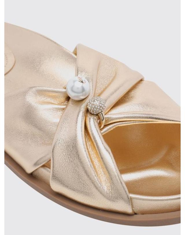 지미추 [해외직구] 26FW 지미추 뮬 슬리퍼 RAFIFLATMNA Gold 착용컷