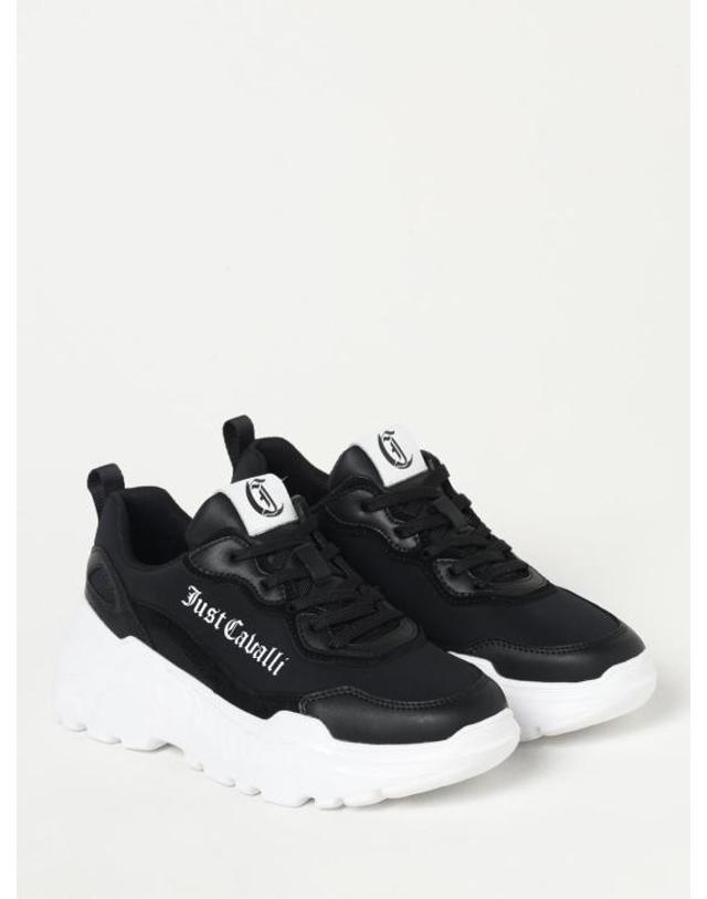 저스트 카발리 [해외직구] 24FW 저스트까발리 뮬 슬리퍼 77RA3SL1ZPA72 899 Black 착용컷