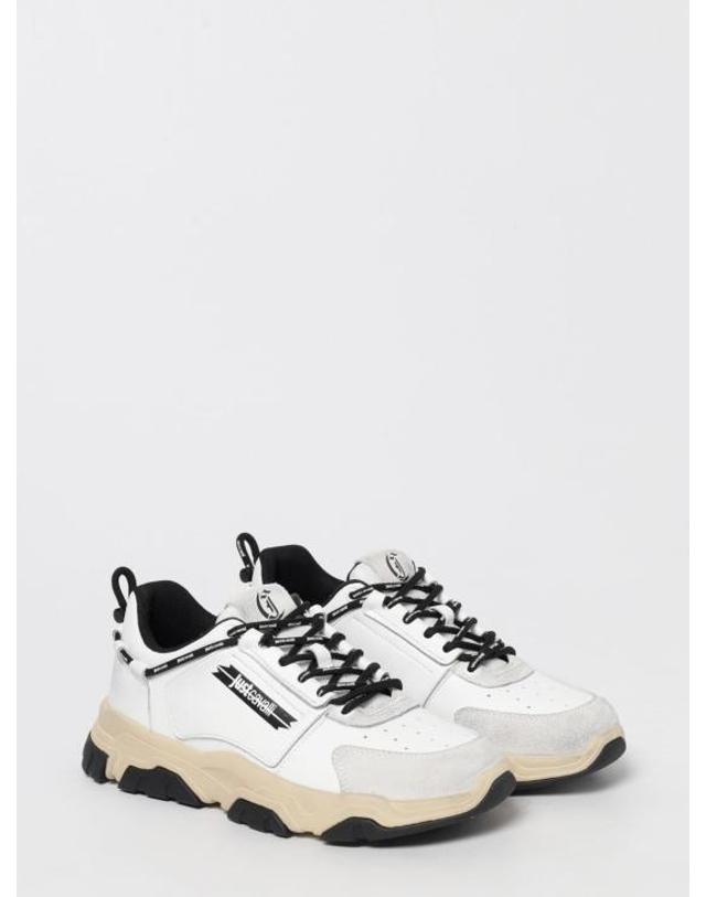 저스트 카발리 [해외직구] 25FW 저스트까발리 뮬 슬리퍼 79QA3SH1ZPB52 003 White 착용컷